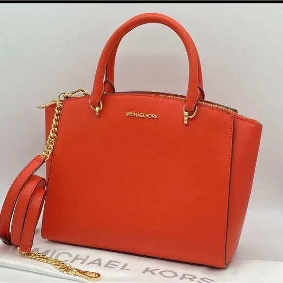 🆕️💥MK lg Satchel Leather in Mandarin - Picture 1 of 15